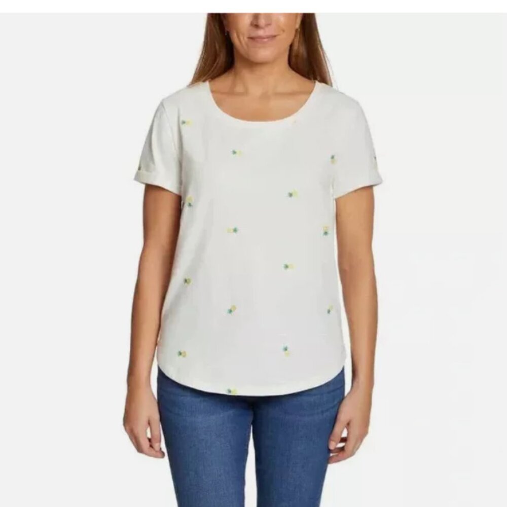 Vintage America Women's Pineapple Embroidered Relaxed Fit Tee